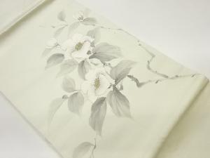 作家物　手描き花々模様刺繍名古屋帯